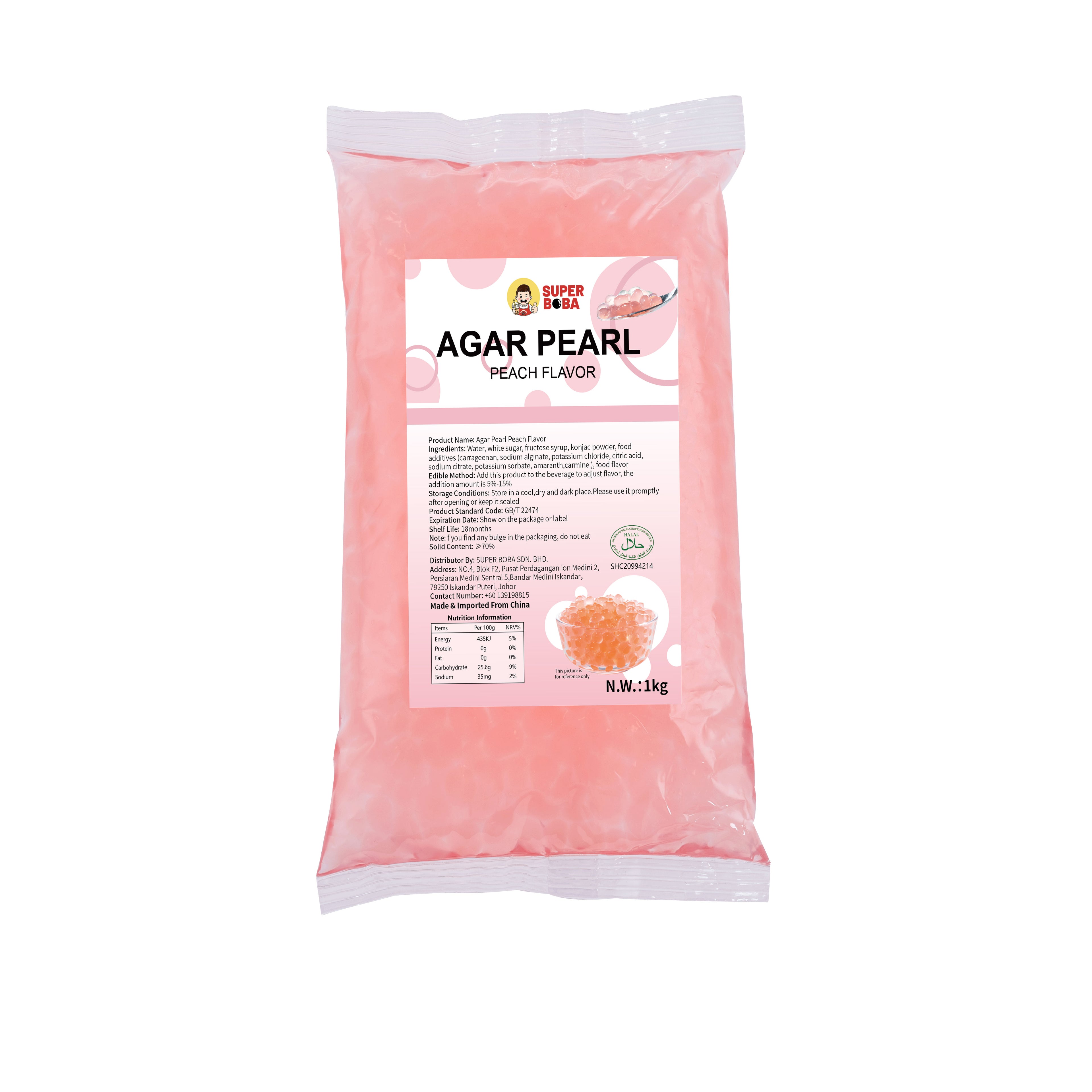 Agar Pearls (Peach Flavor) | 1kg | Wholesale Carton