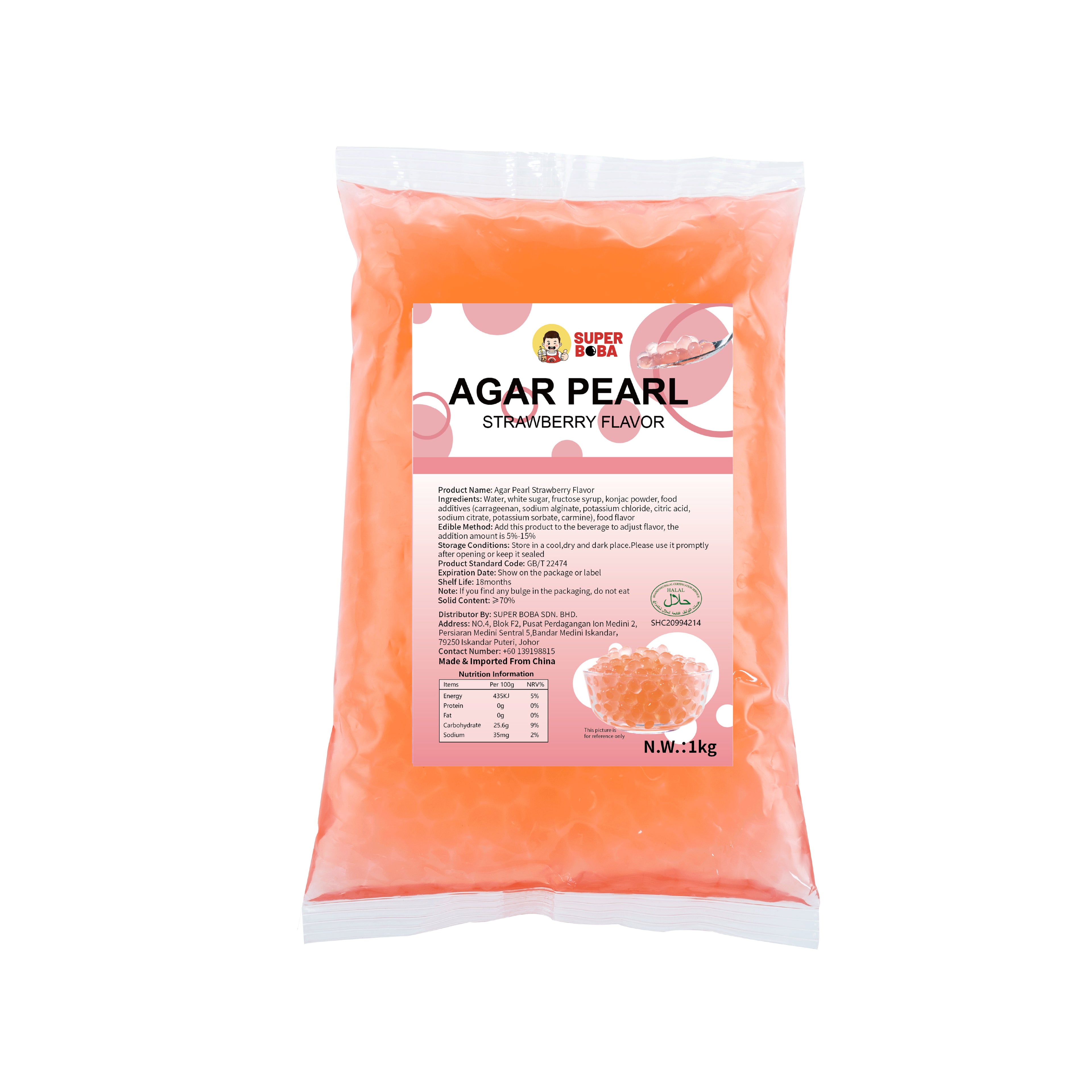 Agar Pearls (Strawberry Flavor) | 1kg | Wholesale Carton