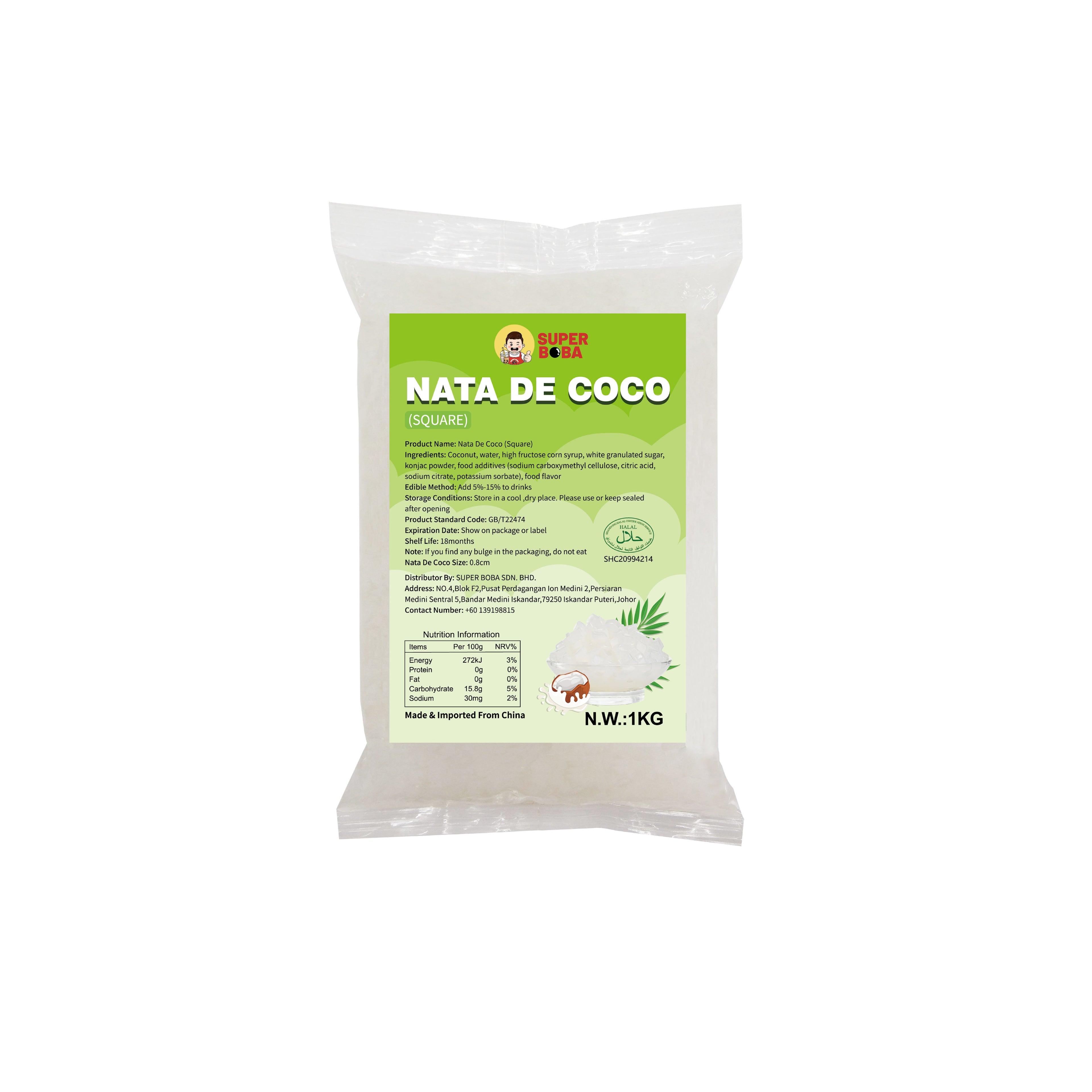 Square Coconut Jelly | 1kg | Bubble Tea Topping Carton Wholesale