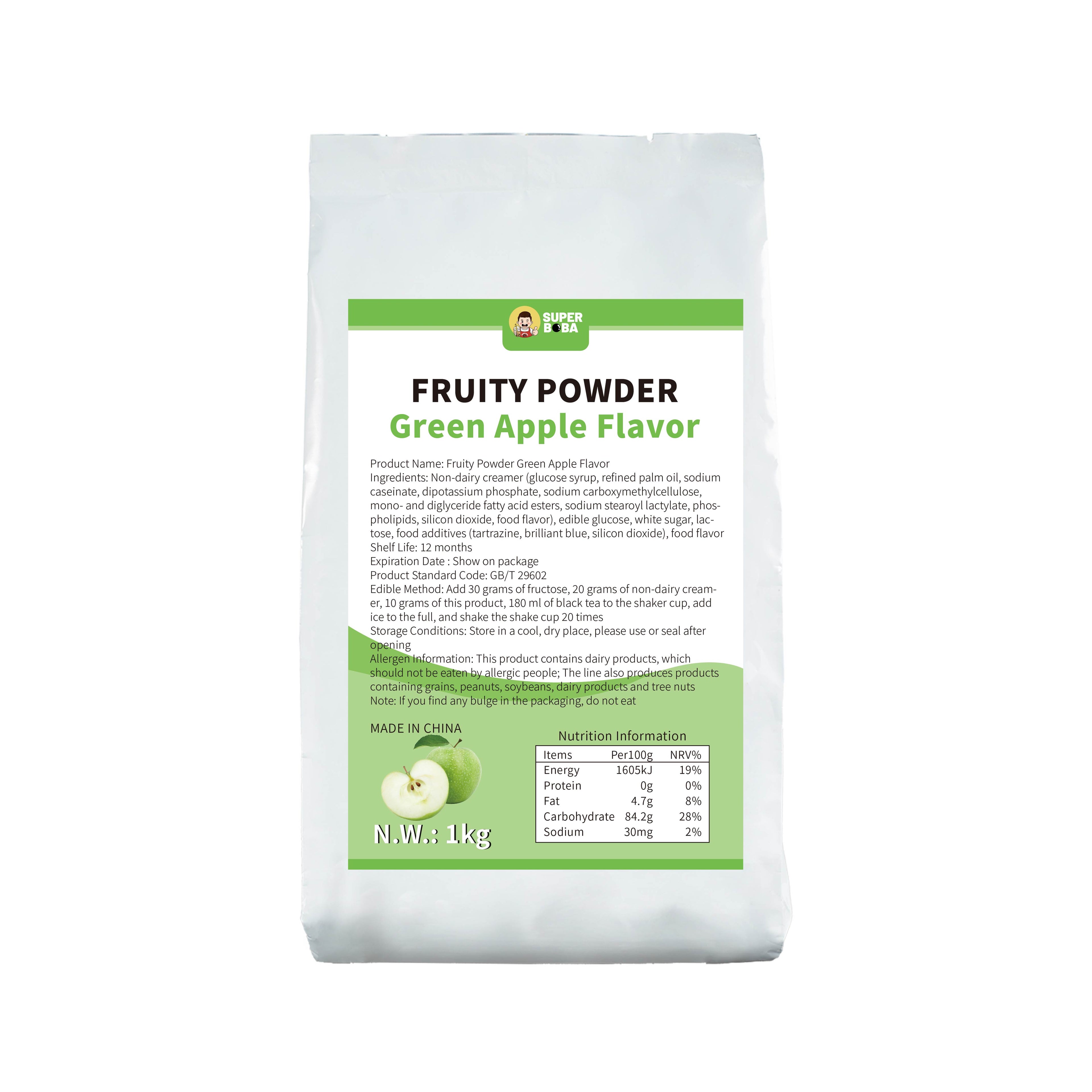 Flavored Bubble Tea Powder (Green Apple) | 1kg | Wholesale Carton