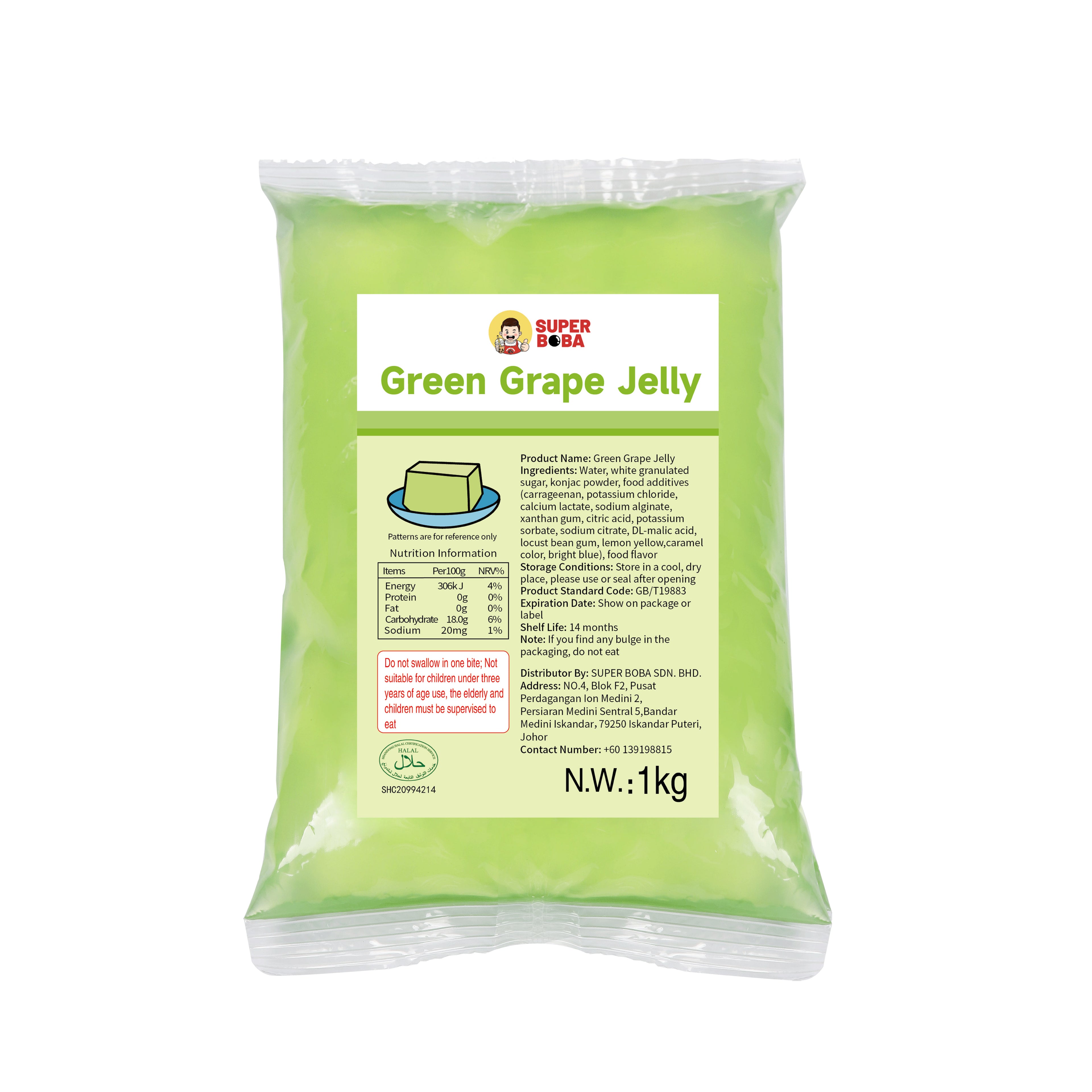 Fruity Jelly (Green Grape) | 1kg | Wholesale Carton